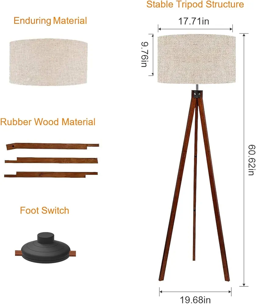 Tripod Floor Lamp with Linen Shade - photo 2