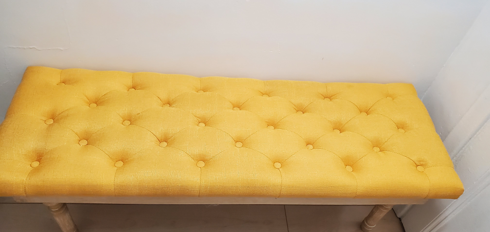 Mustard Yellow Upholstered Bench - photo 2