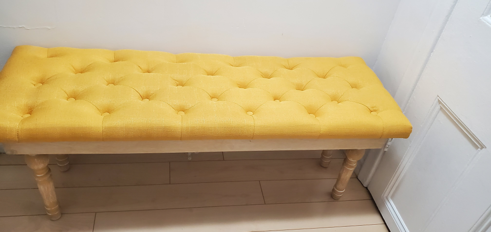 Mustard Yellow Upholstered Bench - photo 4