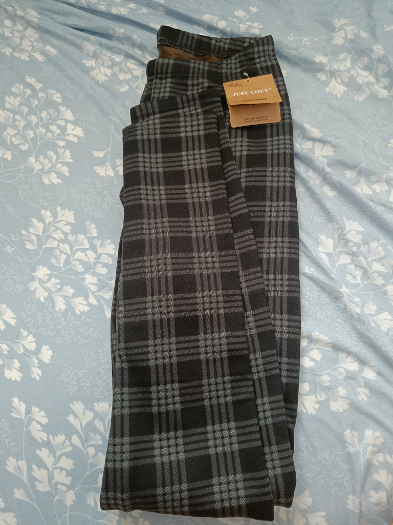 Just Cozy Leggings - Medium/Large - Black and Grey Plaid - photo 3