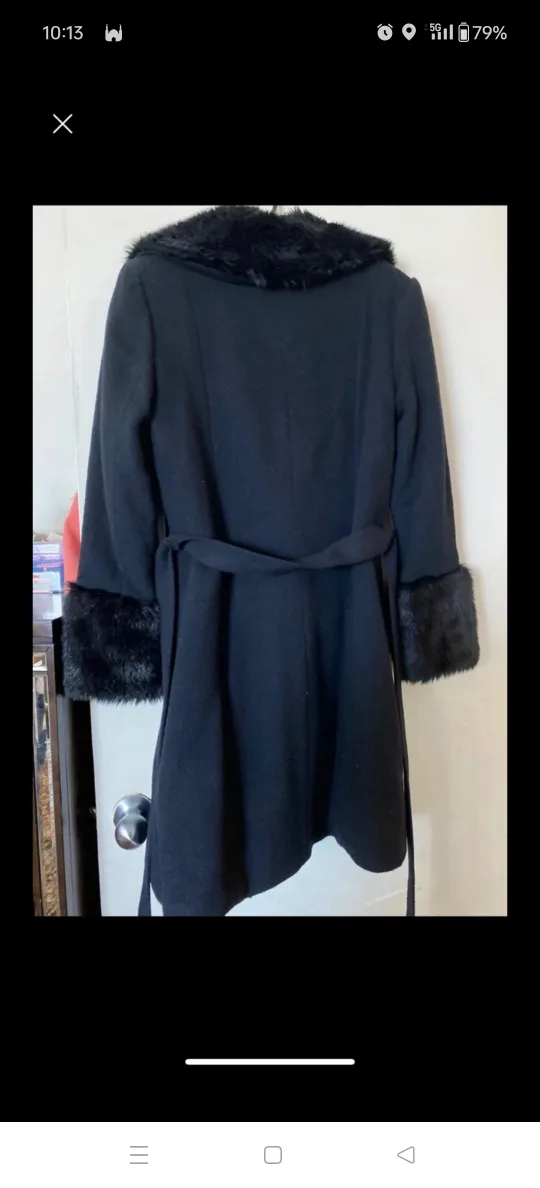 Weather Vane  Women's Black Faux Fur Trim Coat image indicator(4)