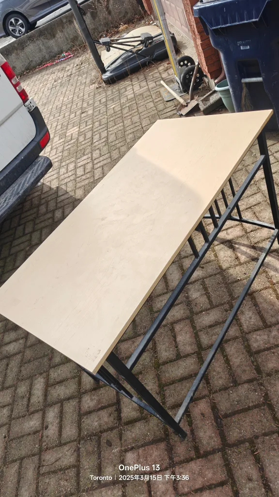 Simple Black Metal and Beige Laminate Desk thumbnail
