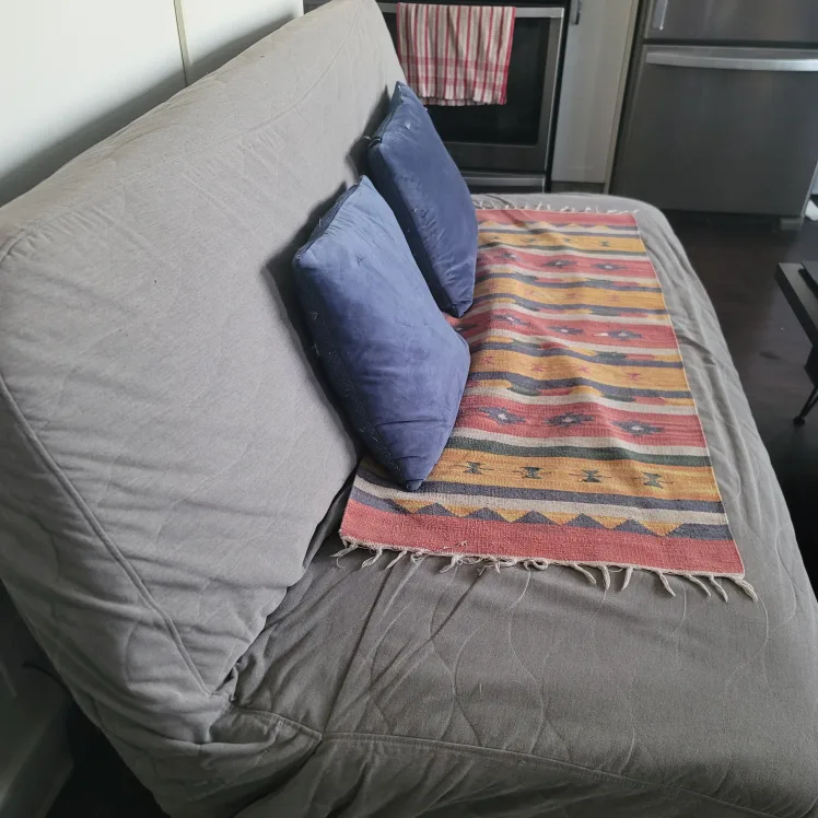 Futon Sofa Queen Bed + extra cover + Cushions(Moving Sale) image indicator(4)