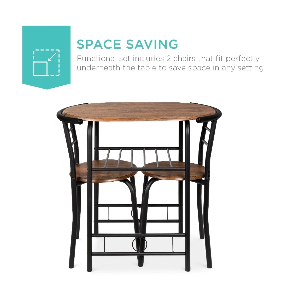 3-Piece Kitchen Table Set with Storage (Space saver) image indicator(3)