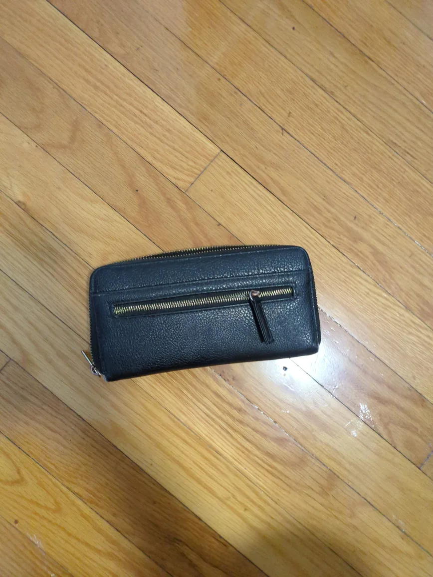 Black Pleather Zip Around Wallet thumbnail