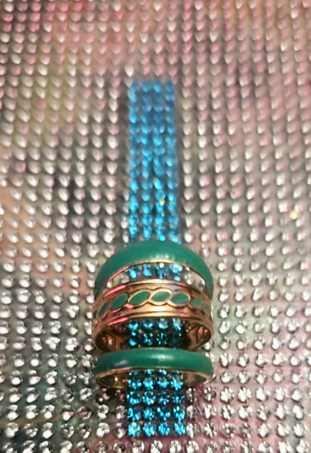 Unique Stacking Rings Set Turquoise and Gold