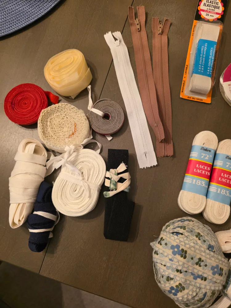 Sewing Supplies Lot: Ribbons, Laces, Zippers, Thread, and More! image indicator(3)