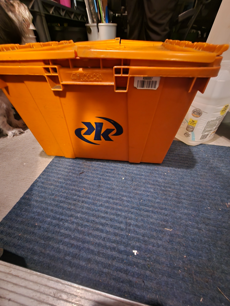 Large Orange Plastic Storage Bin with Lid - photo 3