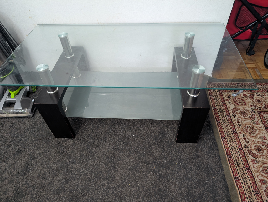Glass Top Coffee Table with Black Frame