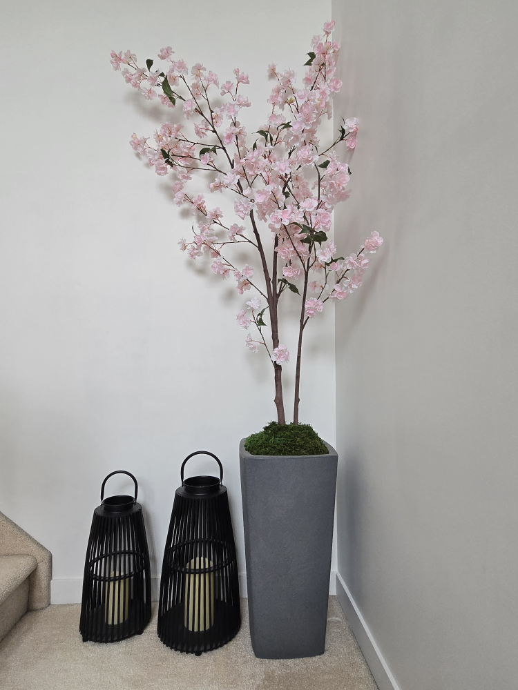 Artificial Cherry Blossom Tree in Grey Pot