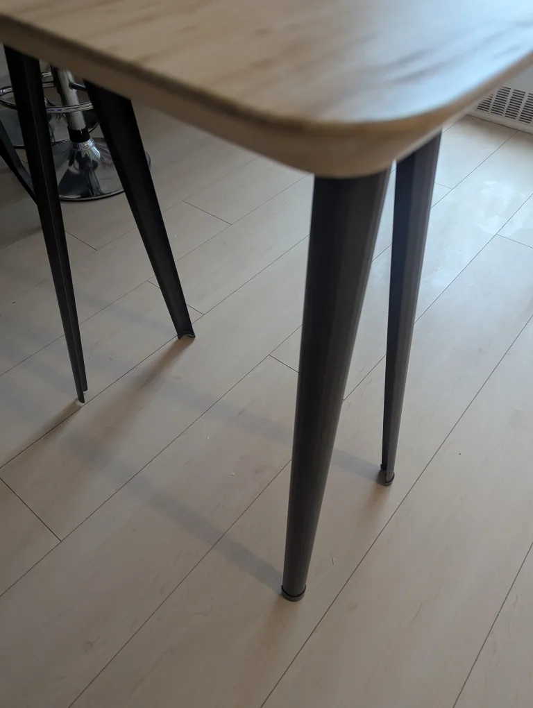 Bamboo top table with metal legs image indicator(4)