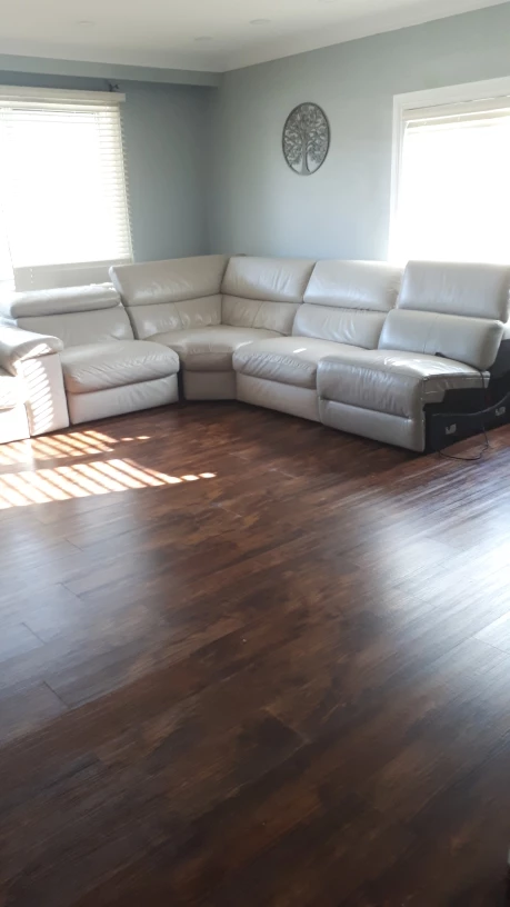 Large off-white leather sectional sofa
