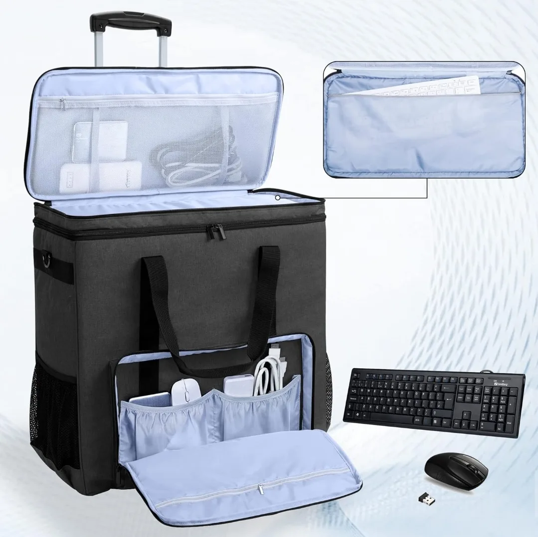 Rolling Craft Tote Organizer on Wheels with Multiple Pockets image indicator(3)