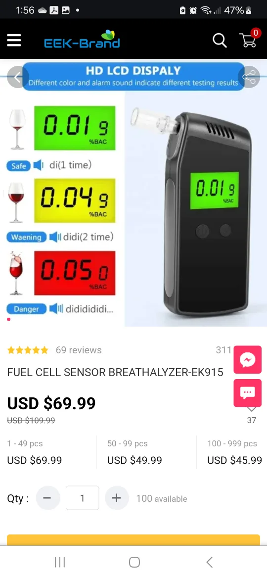 NEW EK915 Fuel Cell Sensor Breathalyzer image indicator(5)