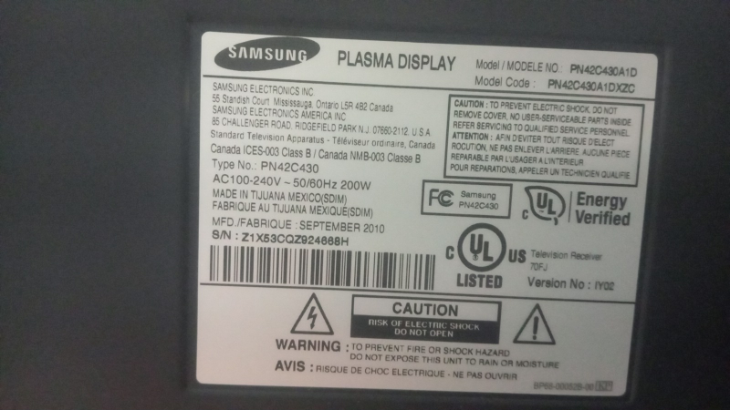 Samsung 42" Plasma TV PN42A430