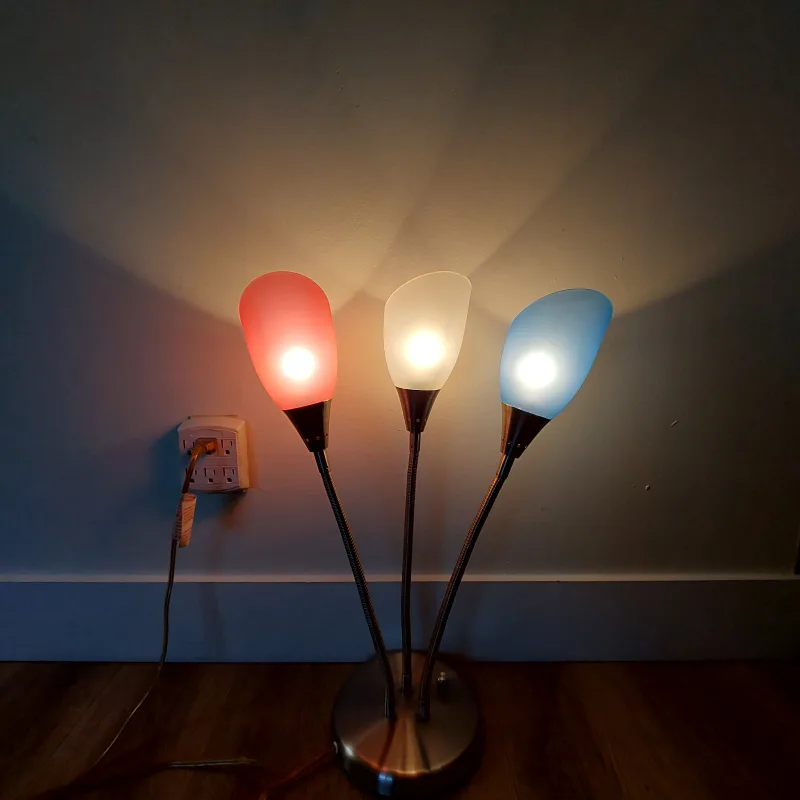 Triple Gooseneck Desk Lamp with Coloured Shades image indicator(5)