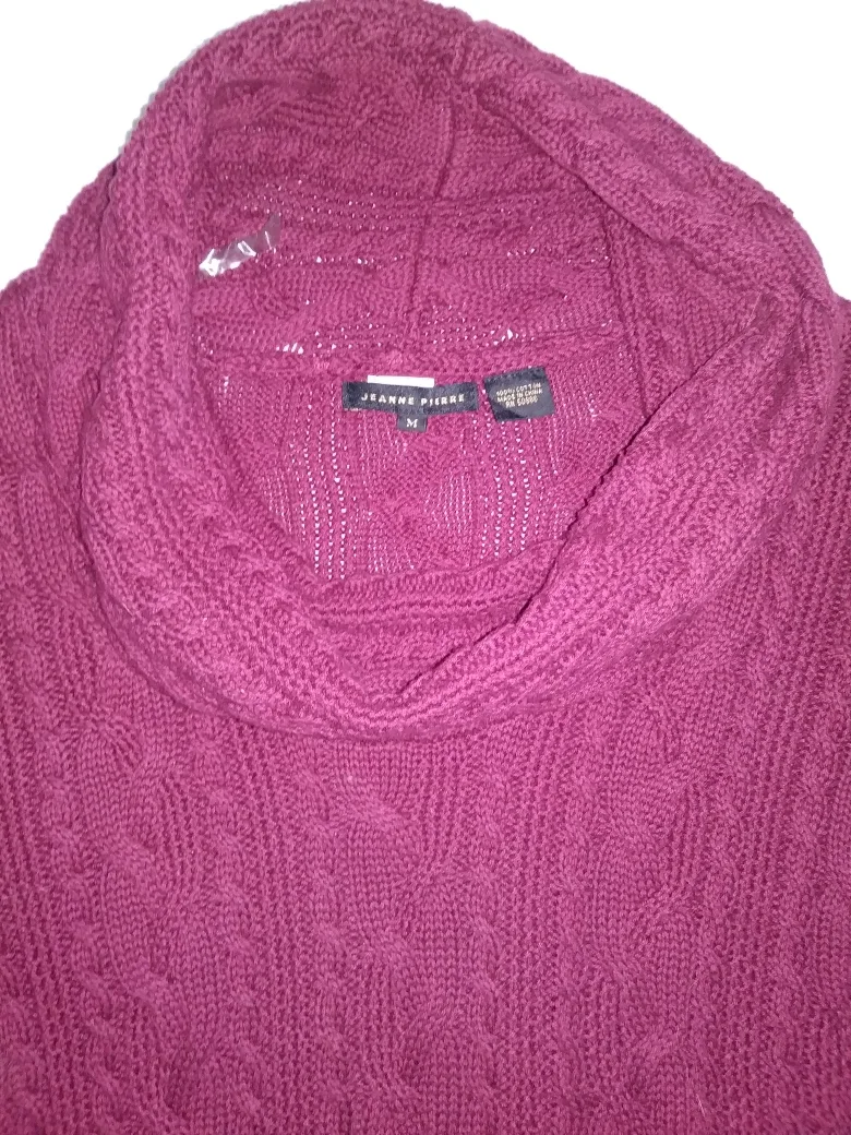 Jeanne Pierre Women's Size XL Cowl Neck Cable Knit Sweater image indicator(2)