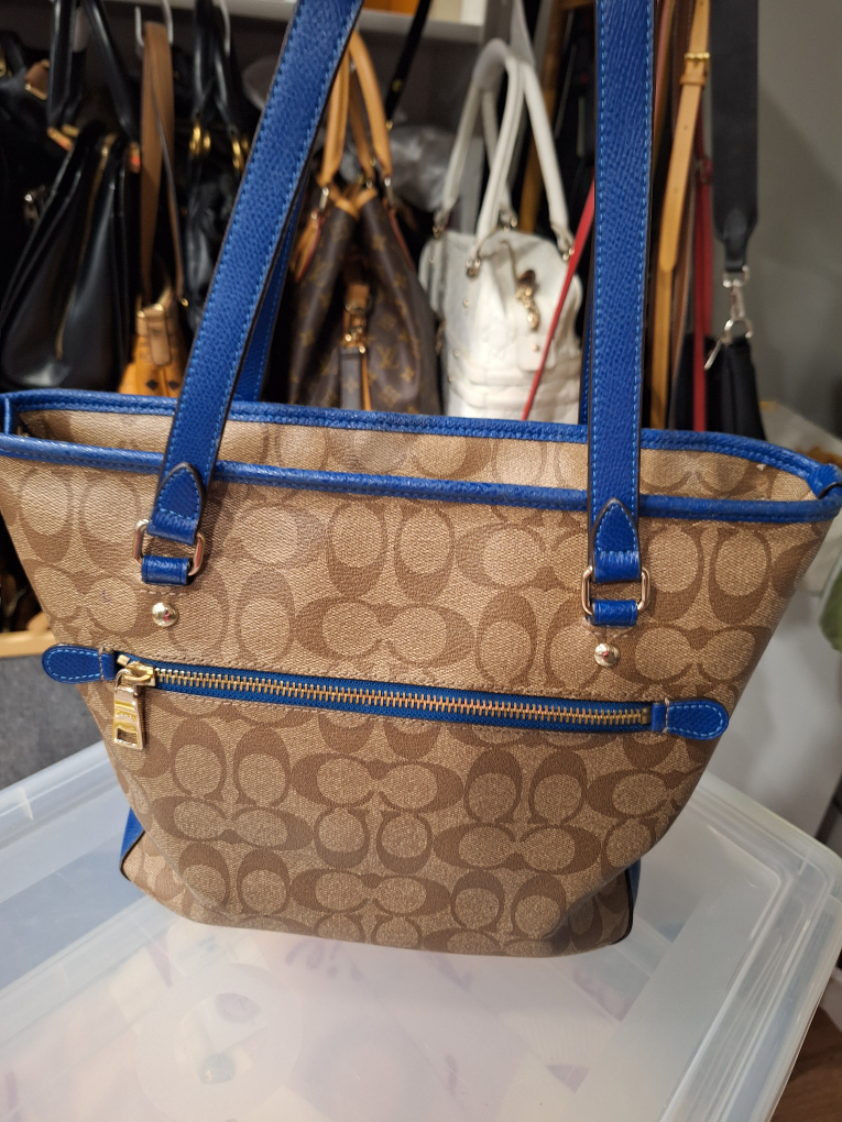 Coach tote bag, blue and brown - photo 2