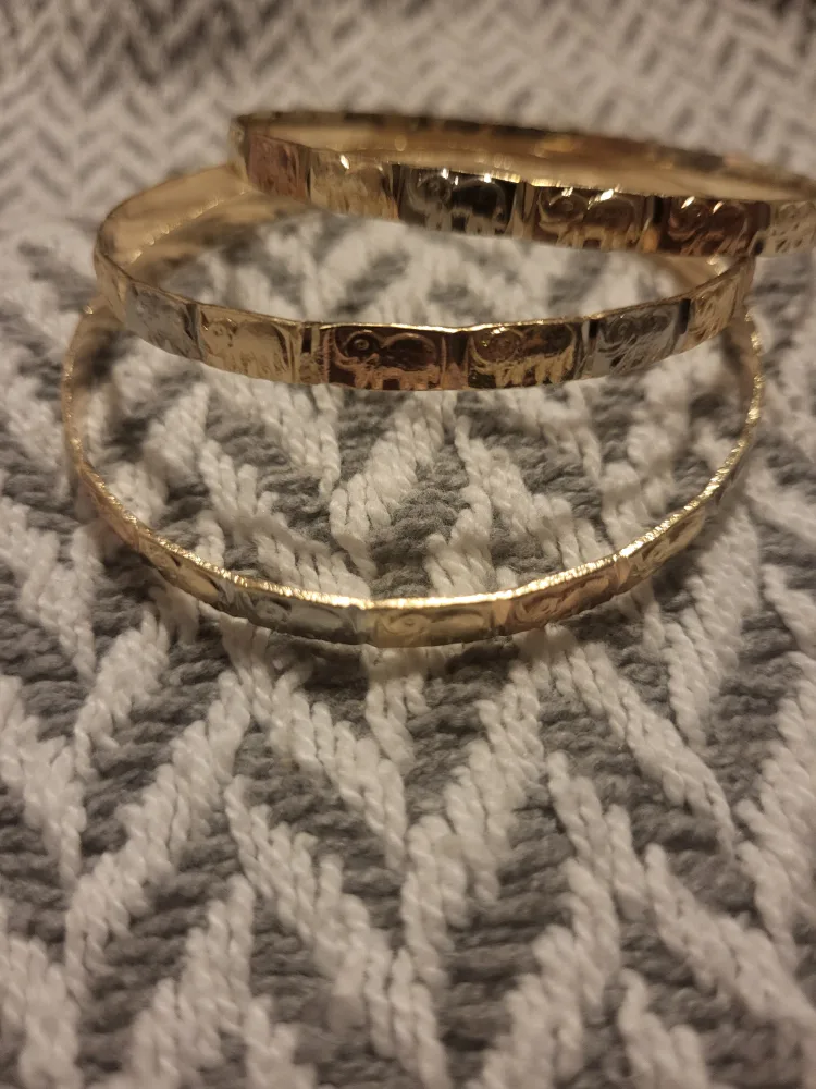 Sevil 18K 3-Tone Gold Plated Elephant Bangles Set Of 3 image indicator(3)