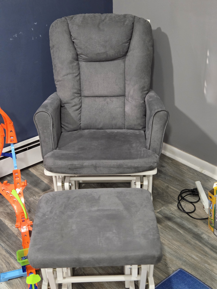 Gray Glider Rocker with Ottoman