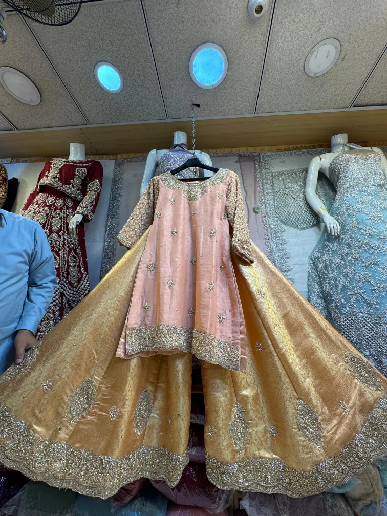 Peach and Gold Pakistani Shalwar Kameez with Embellishments image indicator(3)