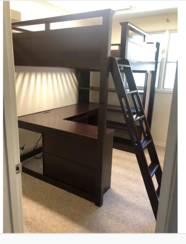 Kids Double Loft Bed with Desk and Storage and dresser