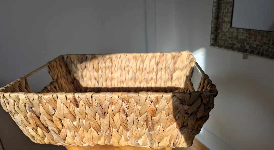 Woven Hyacinth Rectangular Basket with Handles 🧡 image indicator(2)