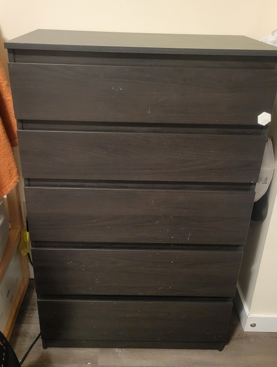 Five-Drawer Dark Brown Chest of Drawers