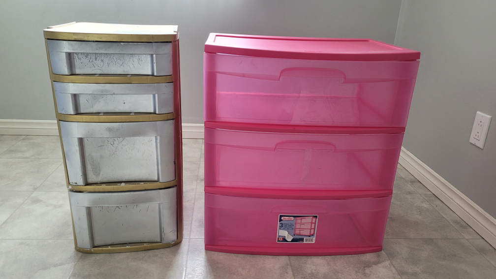Two 3-Drawer Plastic Storage Units