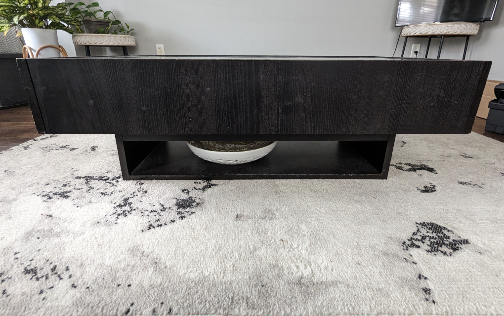 Modern Black Coffee Table with Glass Top
