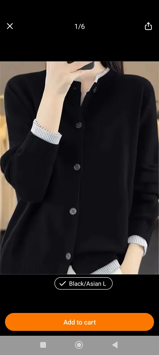 Brand New Women's Black Knit Cardigan - Size Asian L thumbnail