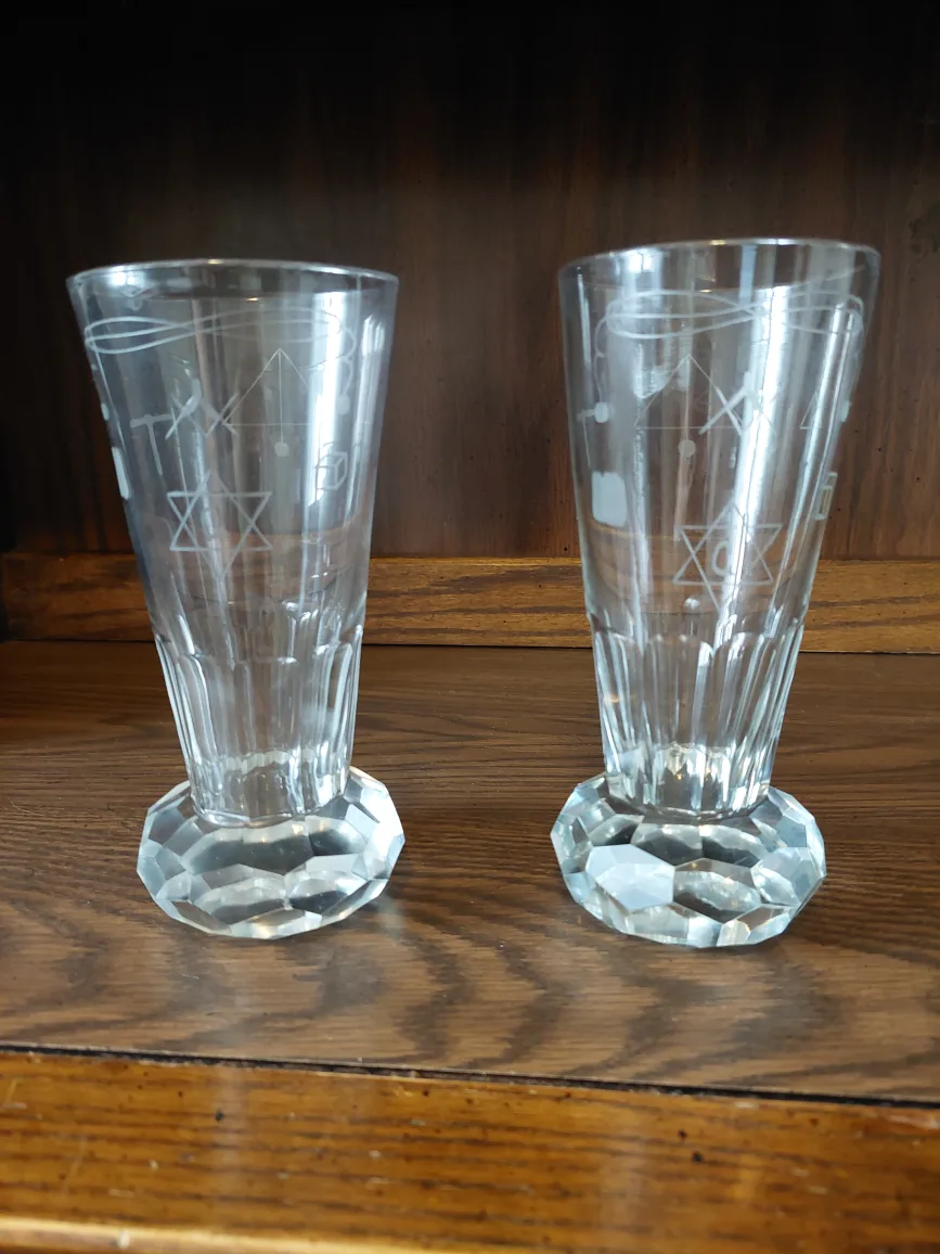 Pair of Vintage Etched Glass Goblets image indicator(2)
