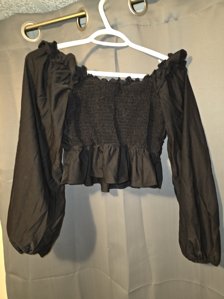 Black Long Sleeve Crop Top - photo 3