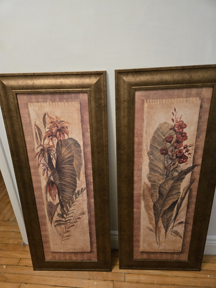 Pair of Framed Botanical Prints 41"×18" - photo 2