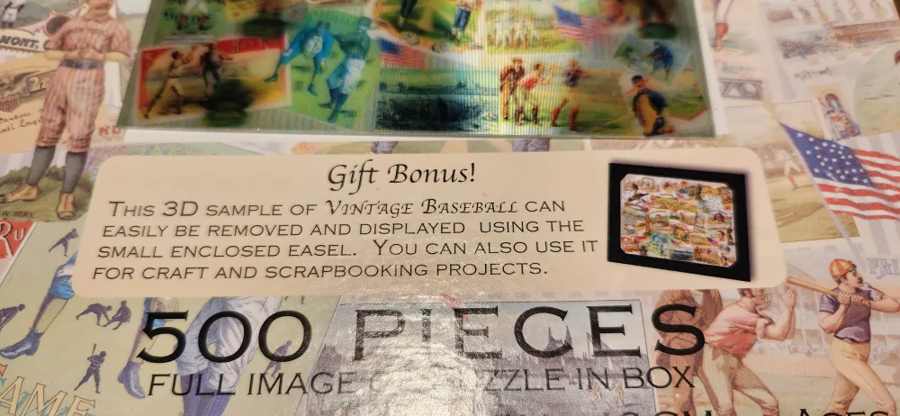 500 Piece 3D (hologram/holographic) Puzzle Vintage Baseball image indicator(5)