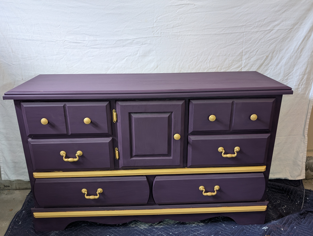 Refurbished Purple Dresser with Gold Accents
