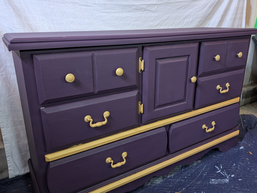 Refurbished Purple Dresser with Gold Accents - photo 2