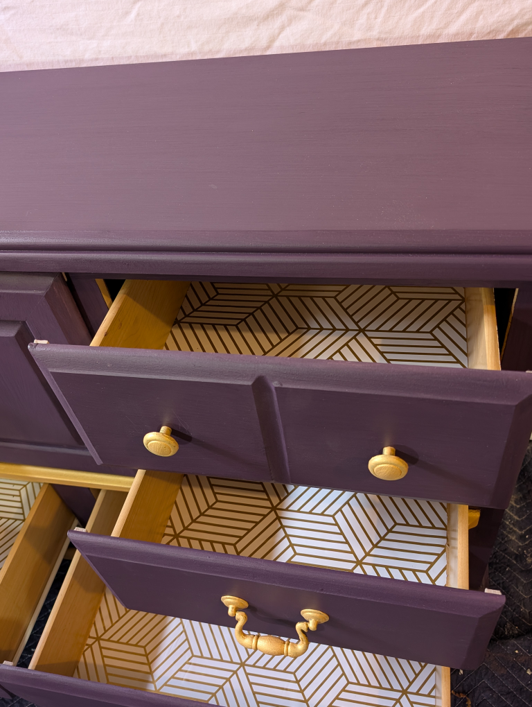 Refurbished Purple Dresser with Gold Accents - photo 5