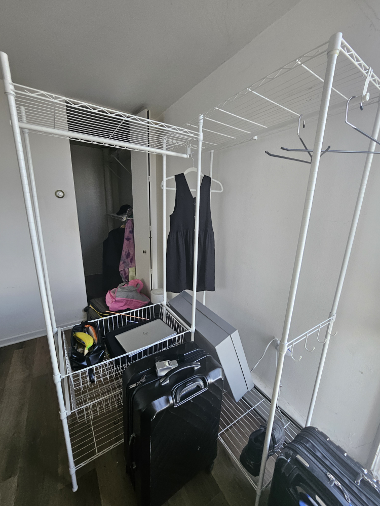 White Metal Clothing Rack with Shelves