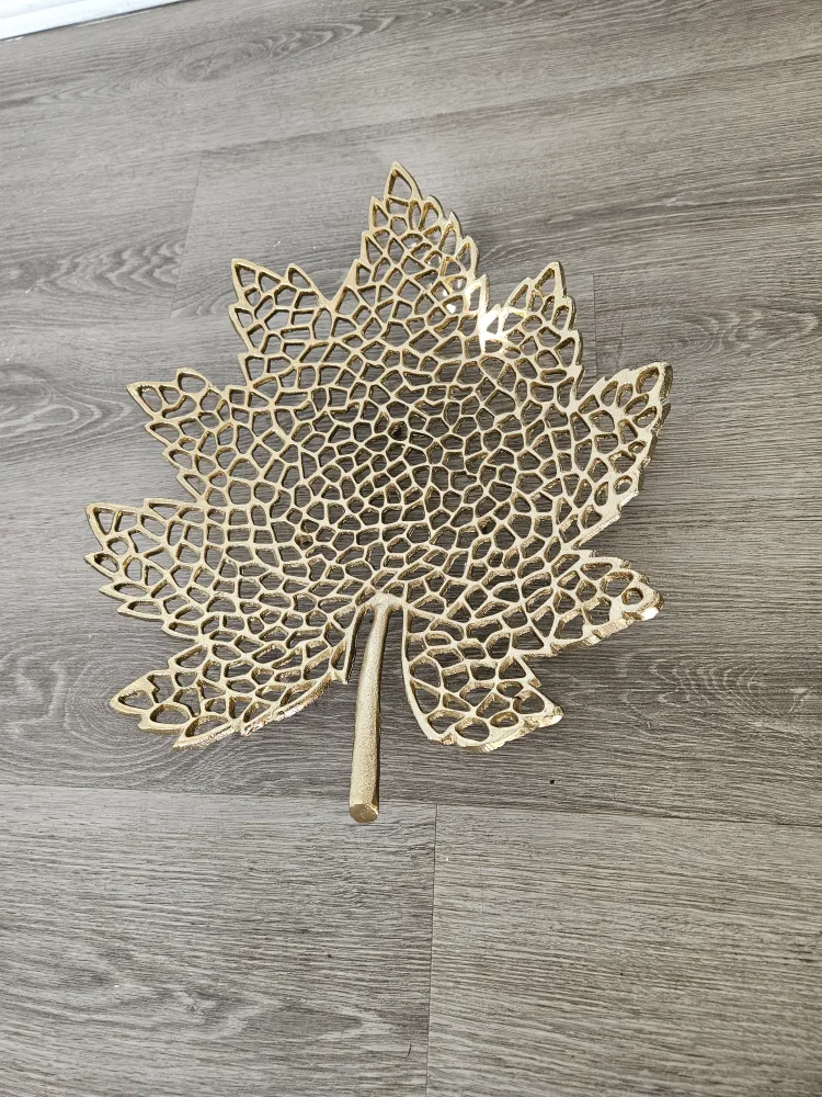 Gold Metal Leaf Decorative Tray image indicator(4)