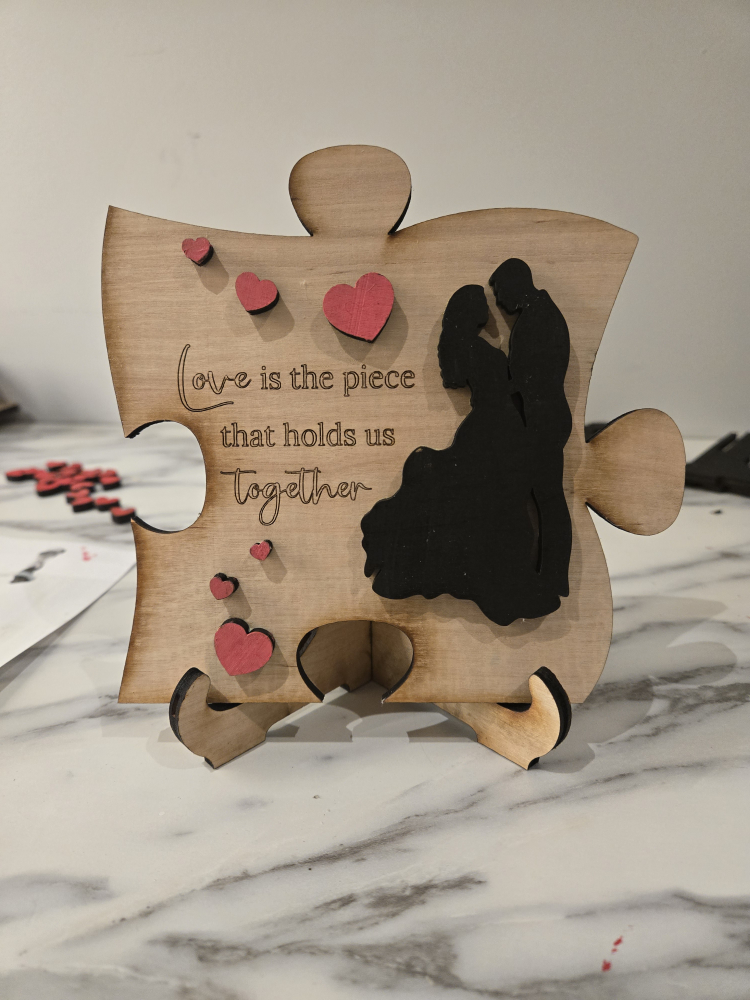 Wooden Puzzle Piece Couple Decor
