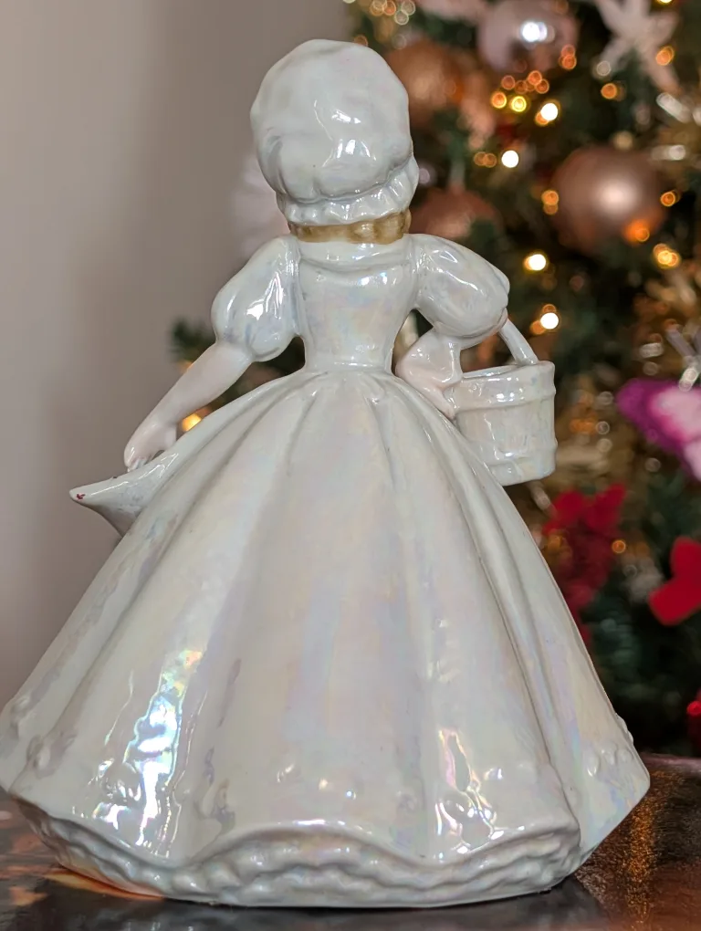 Vintage Ceramic Girl Figurine with Basket image indicator(3)