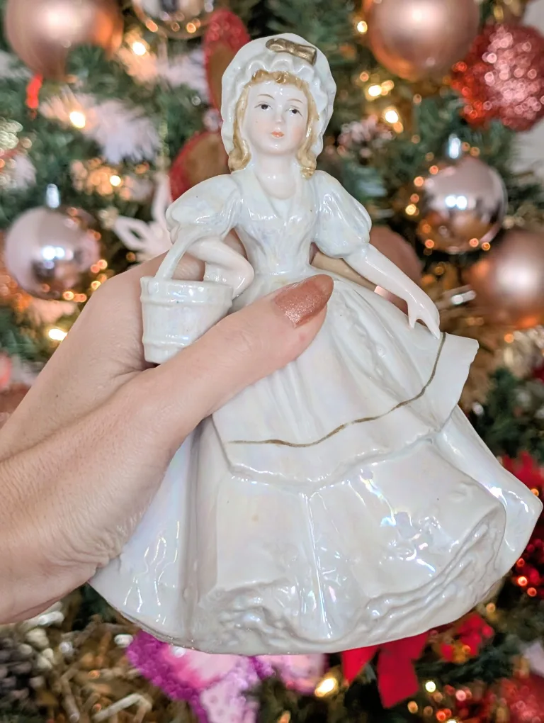 Vintage Ceramic Girl Figurine with Basket image indicator(6)