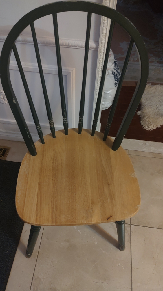 Vintage Wooden Chair with Dark Green Frame