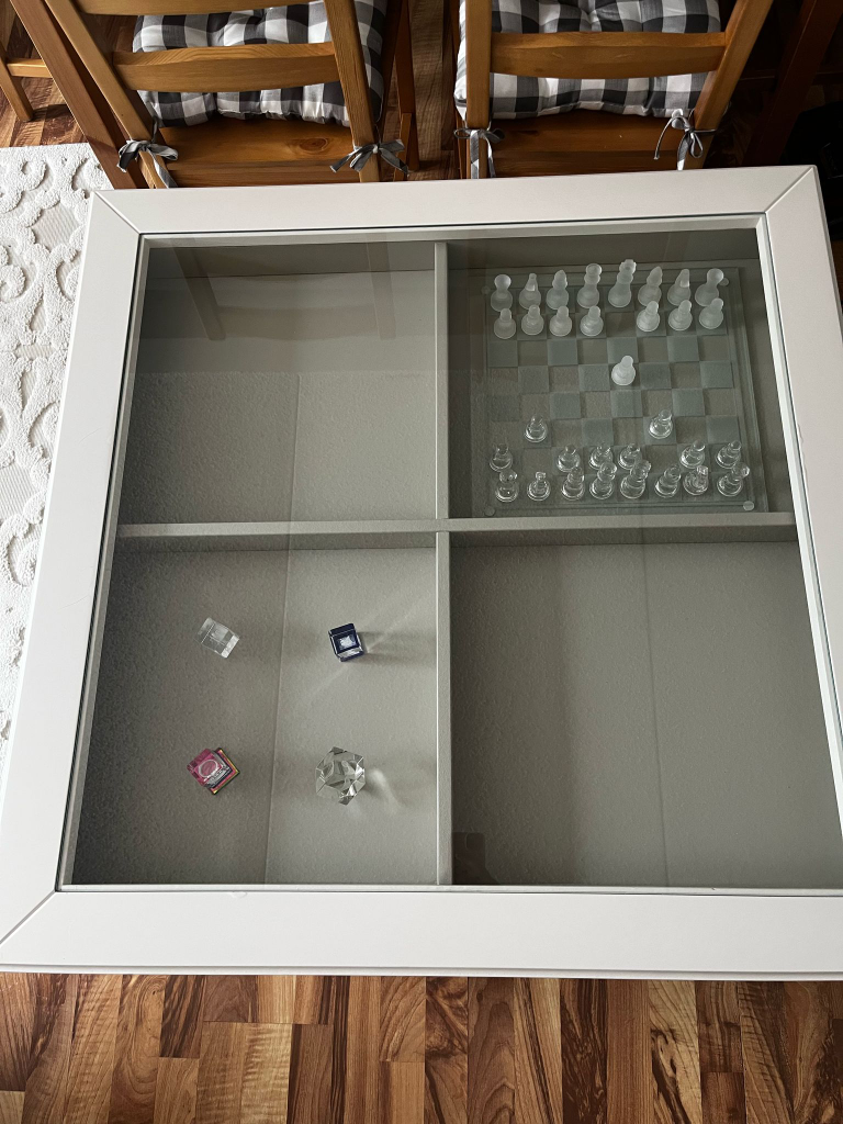 White Coffee Table with Glass Top and Storage - photo 2