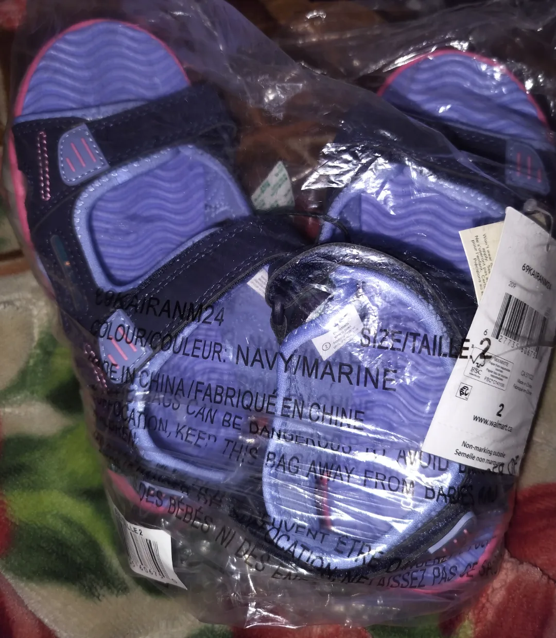 Girls' Size 2 Purple and Navy Sport Sandals image indicator(2)