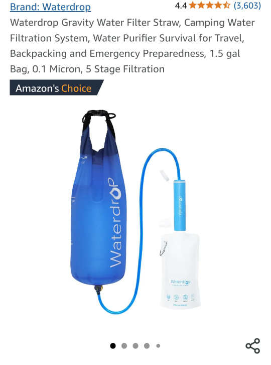Waterdrop Gravity Water Filter System - 1.5L Bag