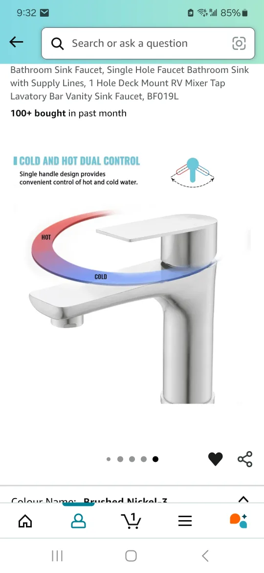 NEW IN BOX Brushed Nickel Single Hole Bathroom Faucet image indicator(6)