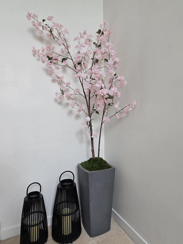 Artificial Cherry Blossom Tree in Grey Pot - photo 2