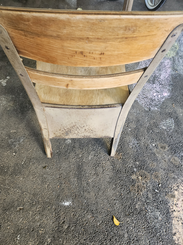 Vintage Metal and Wood Student Desk and Chair - photo 2